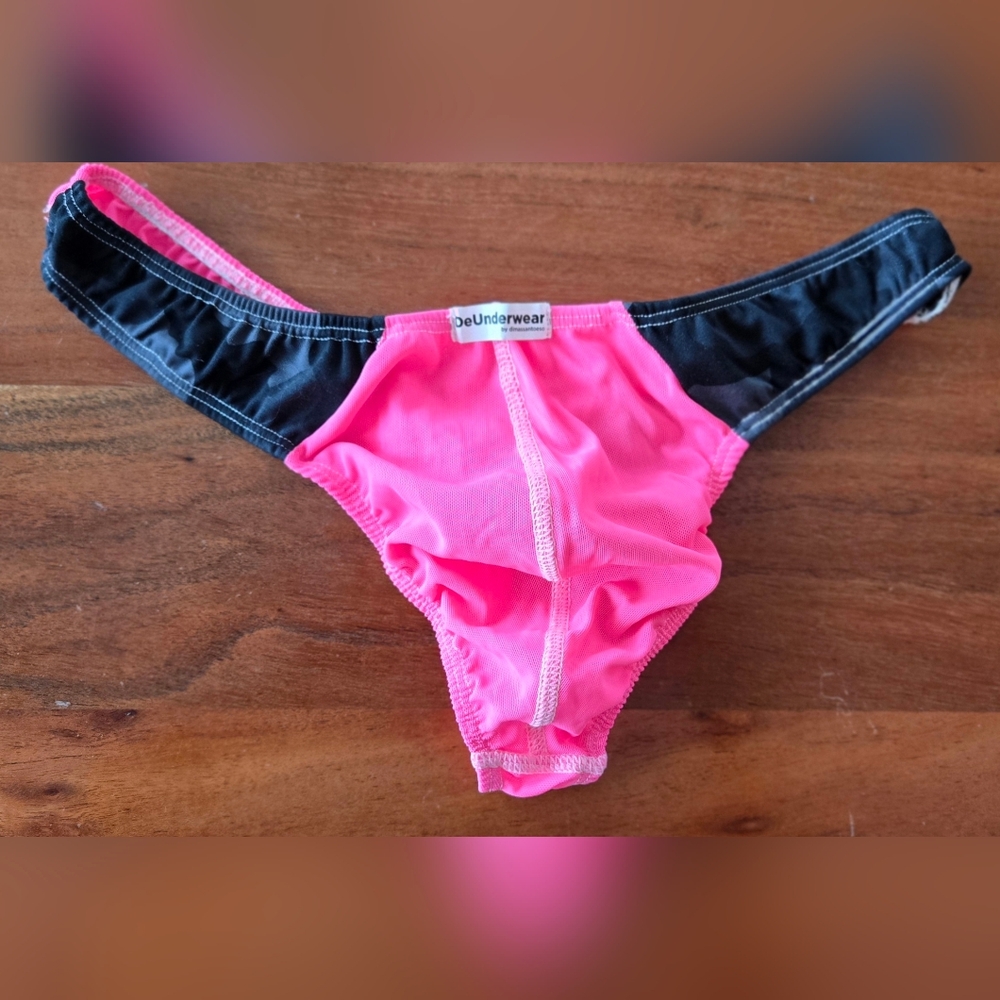 Pink and Black Mens Thong